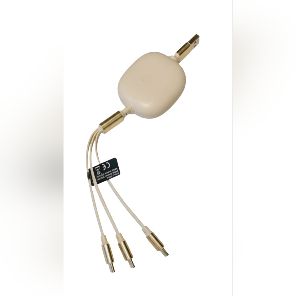 NWT 100W 3-in-1 Retractable Fast Charger - USB to C/Lightning/Micro